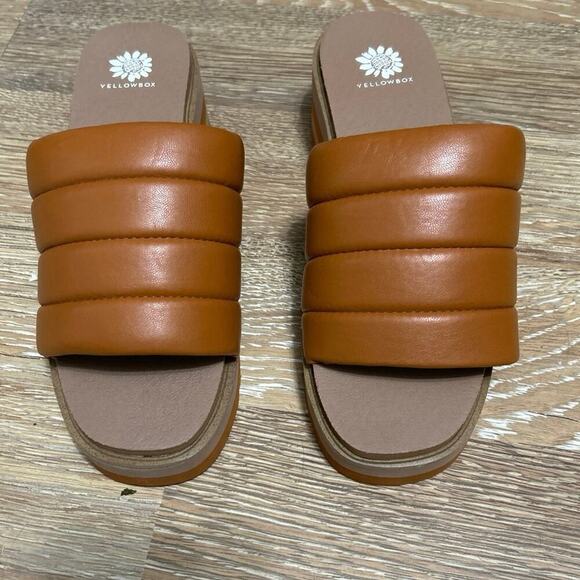 YELLOW BOX NWOB Arber Platform Wedge Sandals Rust Brown Size 7.5 - Picture 2 of 10